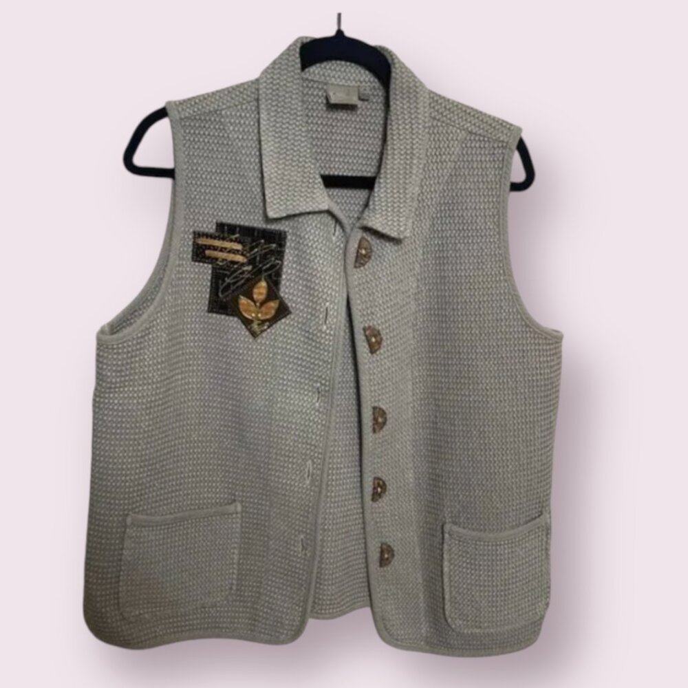 ⭐️ Autumn Patch Fall Leaf Plant Hipster Floral Vest Blouse Hippie Chic Art Vest